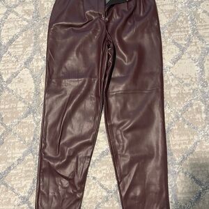 Express Burgundy Faux Leather Pants
